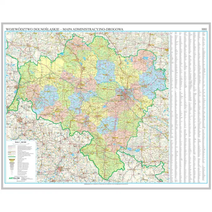 Województwo dolnośląskie - mapa ścienna, 1:200 000, ArtGlob