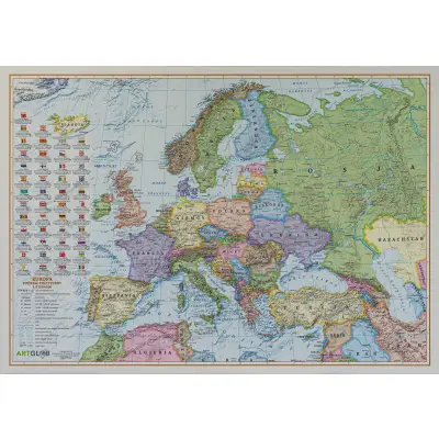 Europa 1:7 000 000 - polityczna mapa ścienna na płótnie Canvas, ArtGlob
