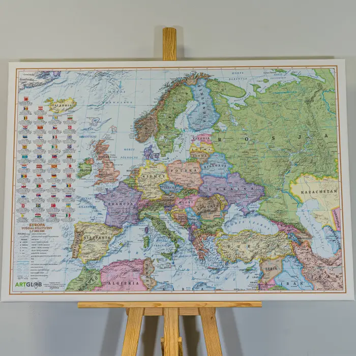 Europa 1:7 000 000 - polityczna mapa ścienna na płótnie Canvas, ArtGlob