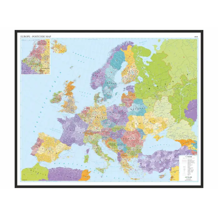 Europa kodów pocztowych - mapa ścienna, 1:3 750 000, ArtGlob