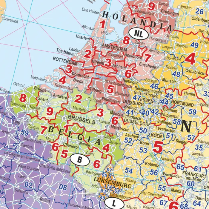 Europa kodów pocztowych - mapa ścienna, 1:4 500 000, ArtGlob