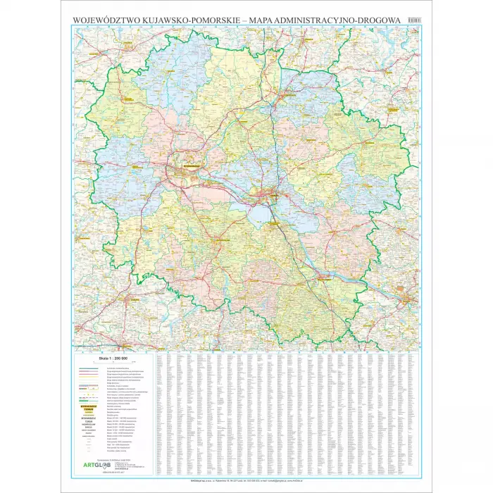 Województwo kujawsko-pomorskie - mapa ścienna, 1:200 000, ArtGlob