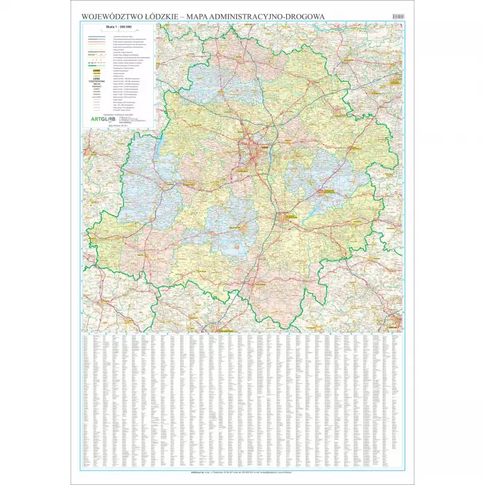 Województwo łódzkie - mapa ścienna, 1:200 000, ArtGlob