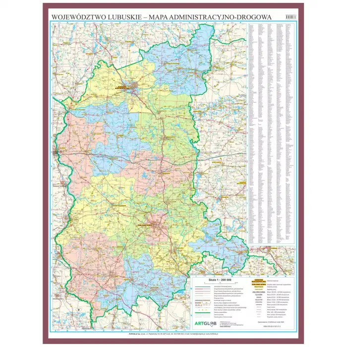 Województwo lubuskie - mapa ścienna, 1:200 000, ArtGlob