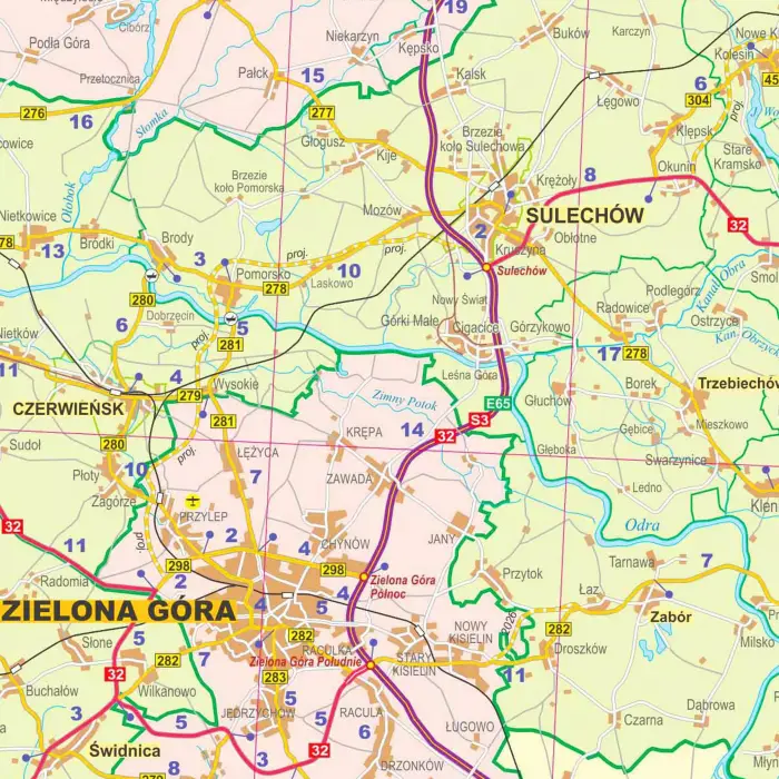 Województwo lubuskie - mapa ścienna, 1:200 000, ArtGlob