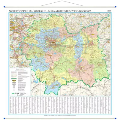 Województwo małopolskie - mapa ścienna, 1:200 000, ArtGlob
