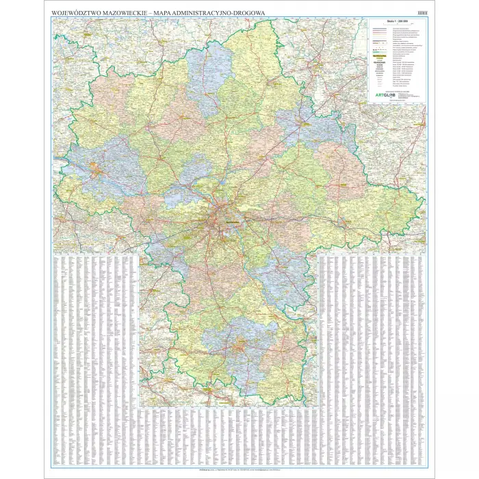 Województwo mazowieckie - mapa ścienna, 1:200 000, ArtGlob