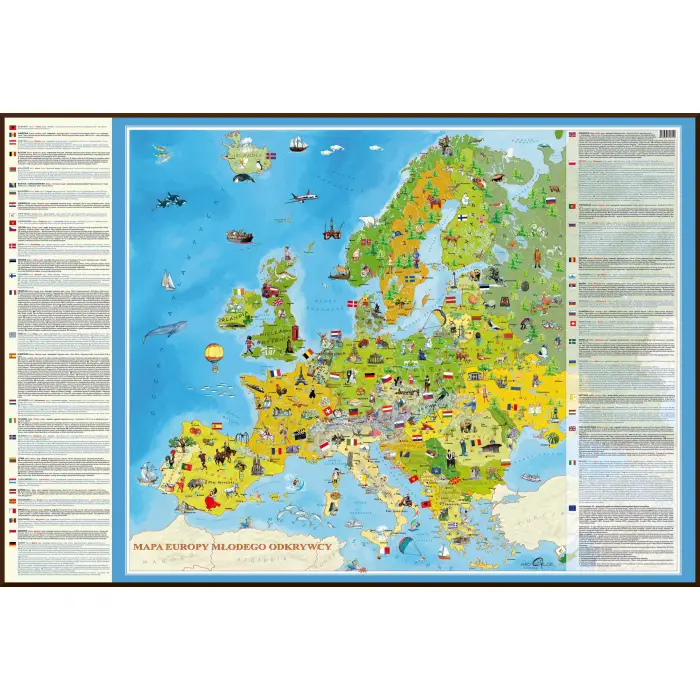 Europa Młodego Odkrywcy mapa ścienna dla dzieci, 140x100 cm - trwały podkład