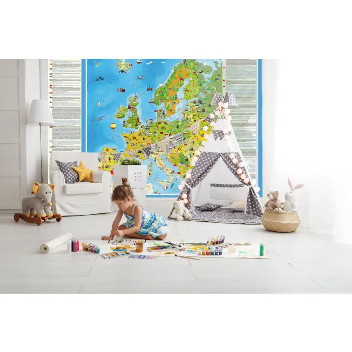 Europa Młodego Odkrywcy mapa ścienna dla dzieci - tapeta XL