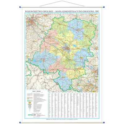 Województwo opolskie - mapa ścienna, 1:200 000, ArtGlob