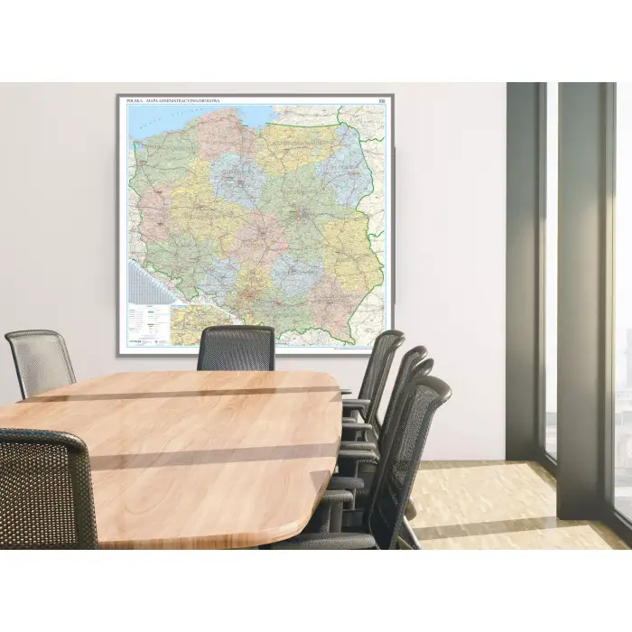 Aranż - Polska administracyjno-drogowa z tablicami rejestracyjnymi mapa ścienna, 1:500 000, ArtGlob
