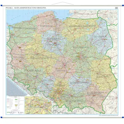Polska administracyjno-drogowa mapa ścienna, 1:500 000, ArtGlob