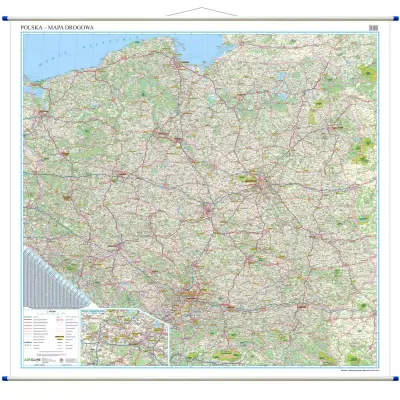 Polska drogowa mapa ścienna, 1:500 000, ArtGlob