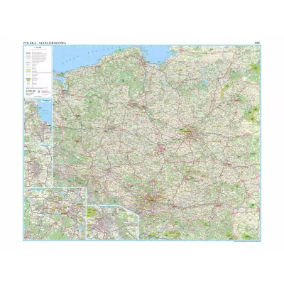 Polska drogowa - mapa ścienna, 1:700 000 - naklejka, ArtGlob