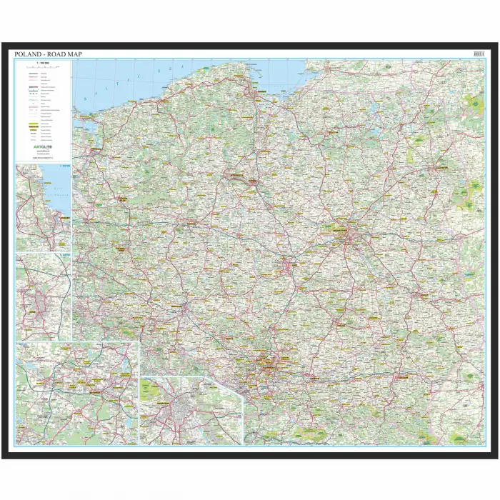 Polska drogowa - mapa ścienna, 1:700 000, ArtGlob