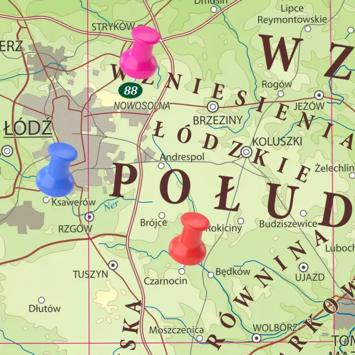 Polska fizyczna - mapa ścienna, 1:500 000, ArtGlob