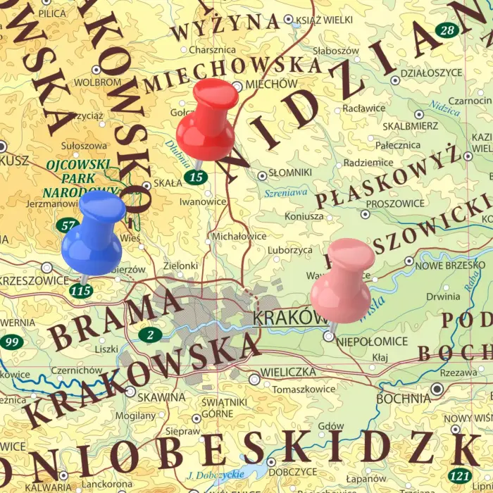 Polska fizyczna - mapa ścienna, 1:700 000,ArtGlob