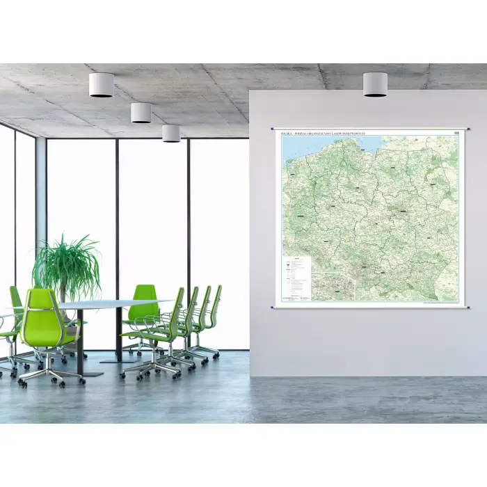 Aranż - Polska - podział organizacyjny Lasów Państwowych - mapa ścienna, 1:500 000, ArtGlob