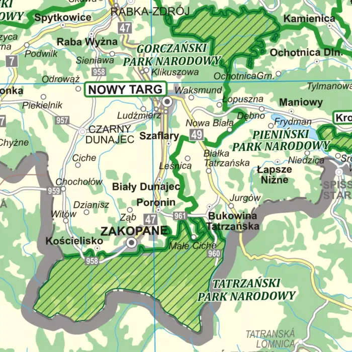 Polska - podział organizacyjny Lasów Państwowych - mapa ścienna, 1:500 000, ArtGlob