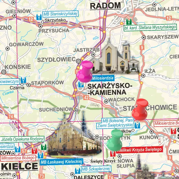 Polska sanktuaria mapa ścienna 1:600 000, ArtGlob