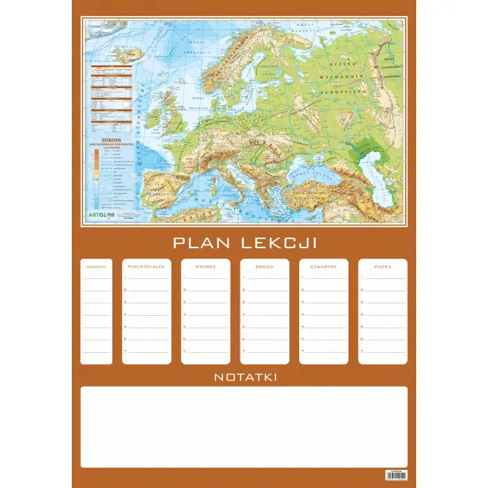 Plan lekcji - mapa fizyczna Europy