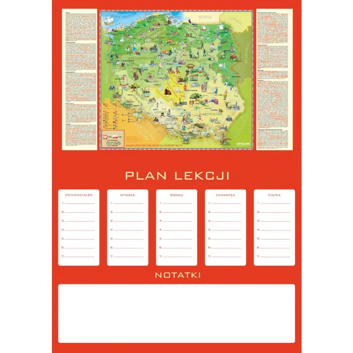 Plan lekcji - mapa Polska Młodego Odkrywcy dla dzieci
