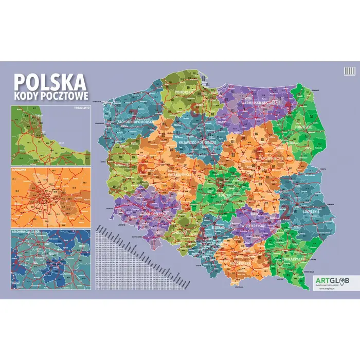 Polska kody pocztowe - podkładka na biurko