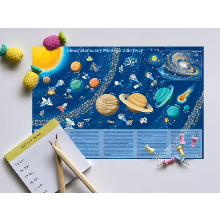 Aranż - Układ Słoneczny Młodego Odkrywcy / Mapa Nieba Młodego Odkrywcy - dwustronna podkładka na biurko, ArtGlob