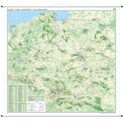 Polska - Parki Narodowe i Krajobrazowe - mapa ścienna, 1:500 000, ArtGlob