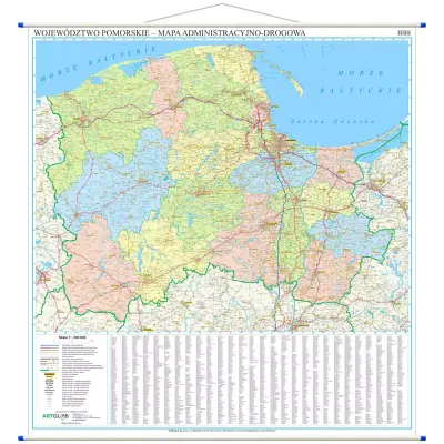 Województwo pomorskie - mapa ścienna, 1:200 000, ArtGlob