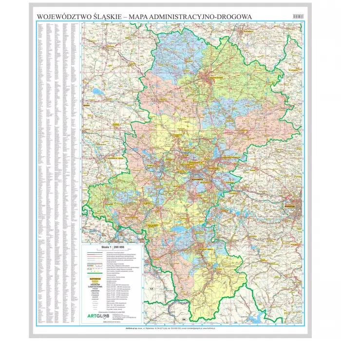 Województwo śląskie - mapa ścienna, 1:200 000, ArtGlob