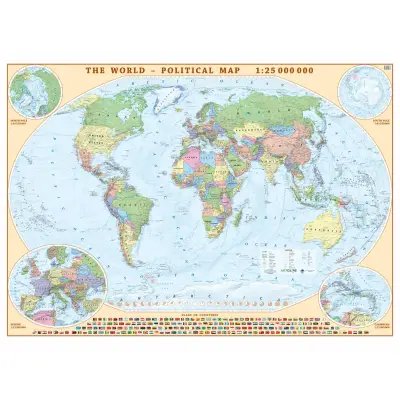 World political wall map 1:25 000 000 - sticker, 140x100 cm, ArtGlob