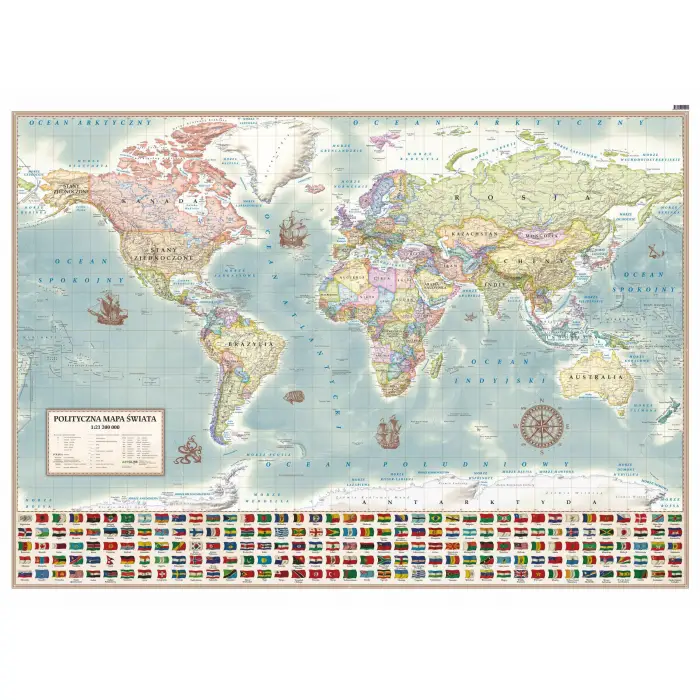 Świat polityczny - stylizowana mapa ścienna, 1:21 200 000, ArtGlob
