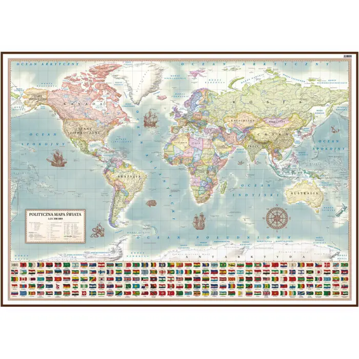 Świat polityczny - stylizowana mapa ścienna, 1:21 200 000, ArtGlob