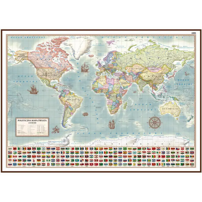 Świat polityczny - stylizowana mapa ścienna, 1:30 000 000, ArtGlob