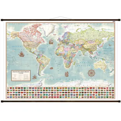 Świat polityczny - stylizowana mapa ścienna, 1:42 000 000, ArtGlob