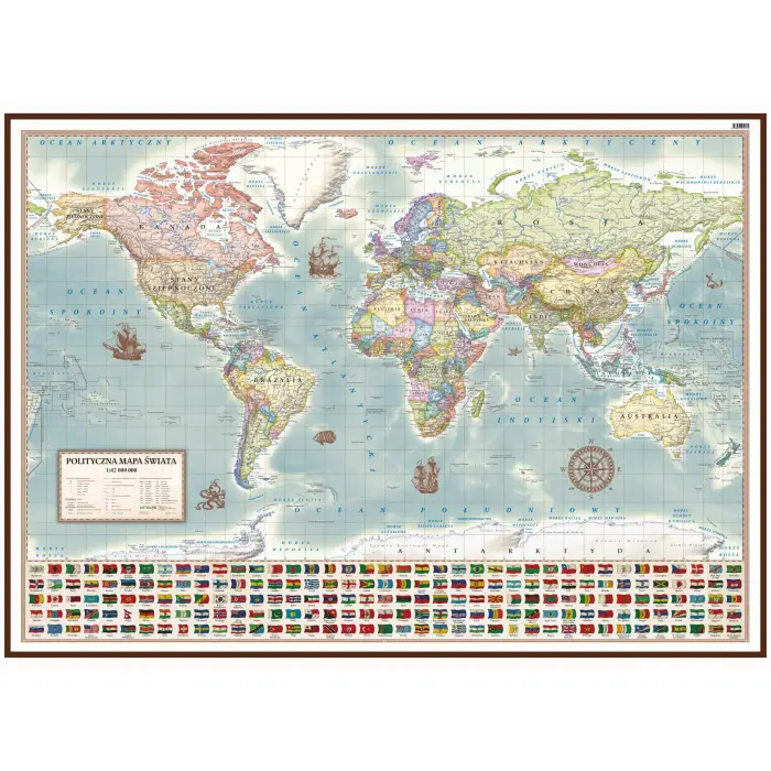 Świat polityczny - stylizowana mapa ścienna, 1:42 000 000, ArtGlob