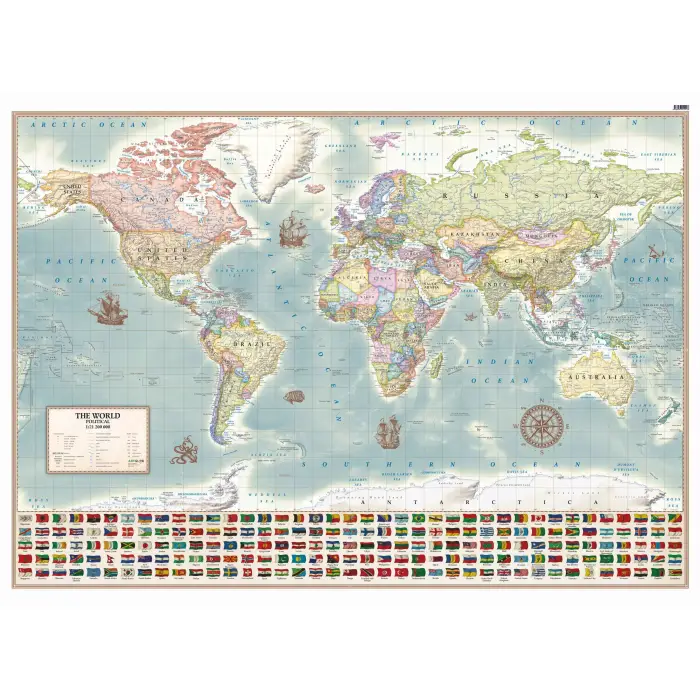 Świat polityczny - mapa ścienna stylizowana wersja angielska, 1:21 200 000, ArtGlob
