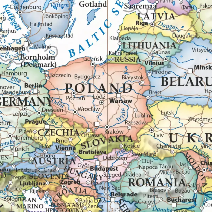 Świat polityczny - mapa ścienna stylizowana wersja angielska, 1:21 200 000, ArtGlob
