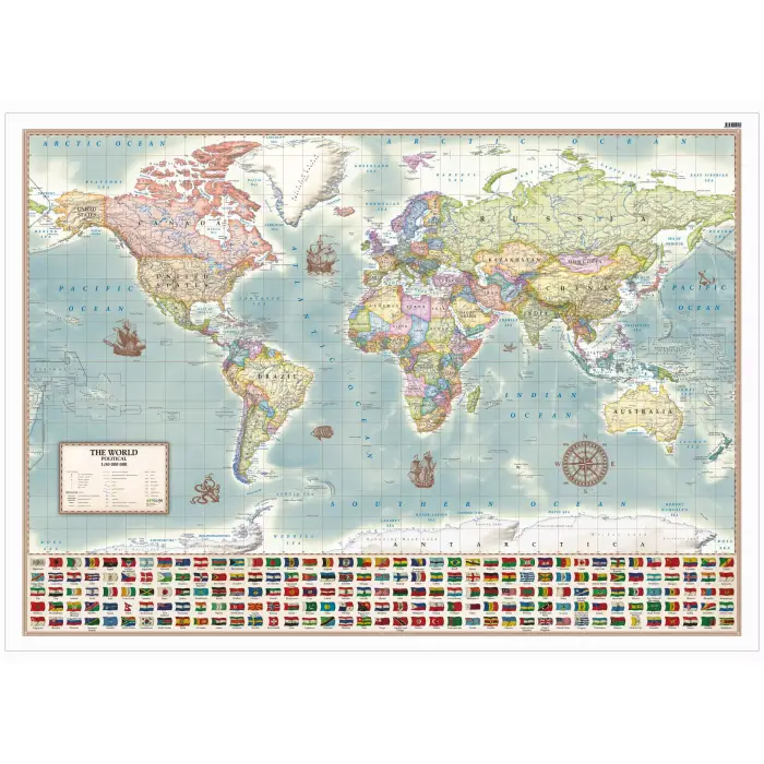 Świat polityczny - mapa ścienna stylizowana wersja angielska, 1:30 000 000, ArtGlob