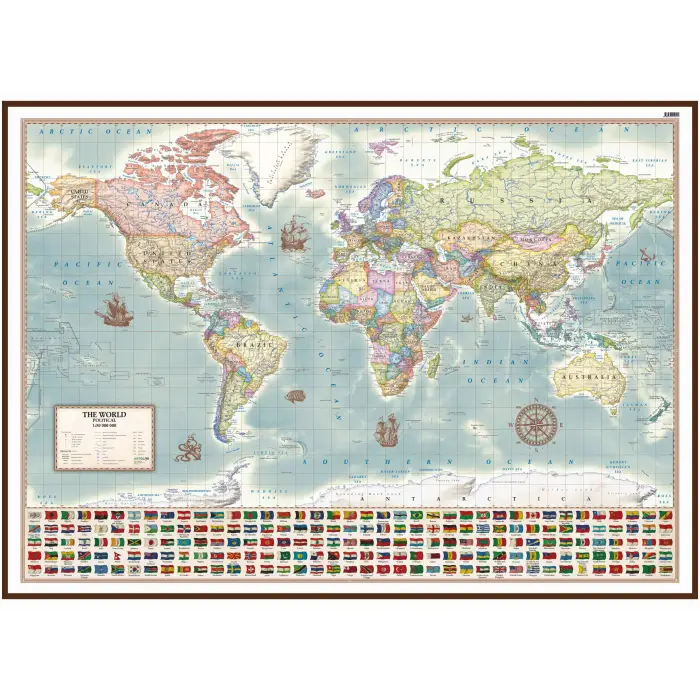 Świat polityczny - mapa ścienna stylizowana wersja angielska, 1:30 000 000, ArtGlob