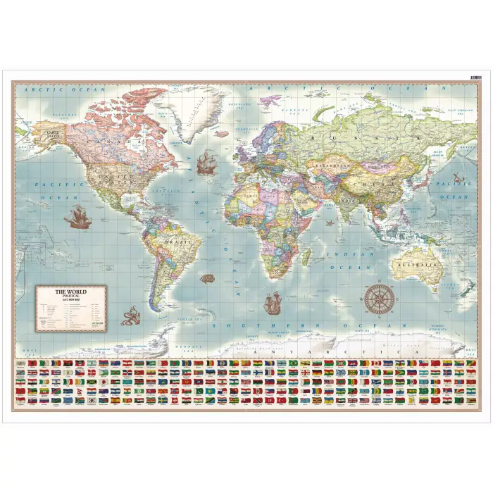 Świat polityczny - mapa ścienna stylizowana wersja angielska, 1:42 000 000, ArtGlob