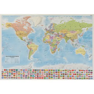Świat 1:42 000 000 - polityczna mapa ścienna na płótnie Canvas, ArtGlob