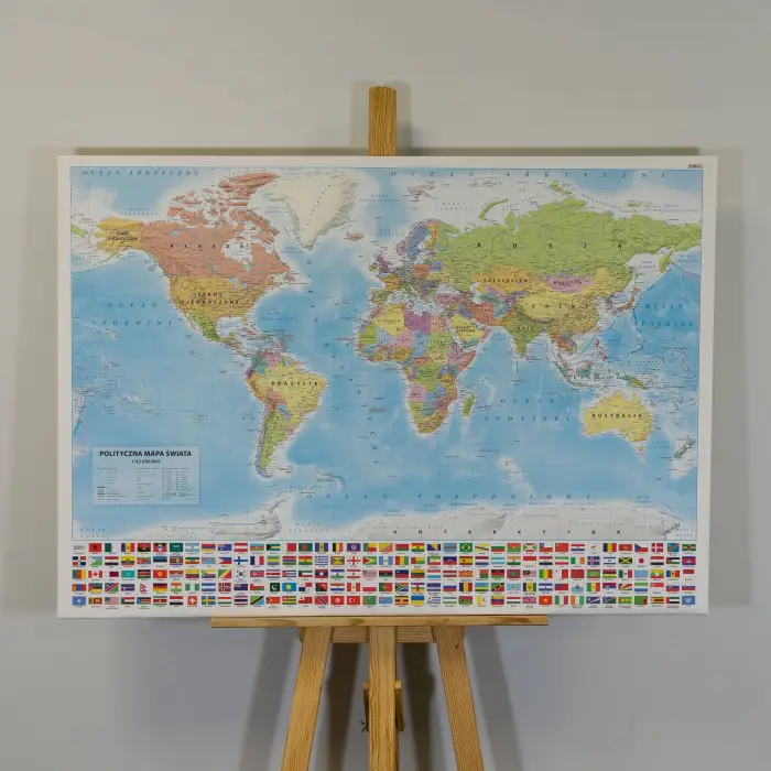 Świat 1:42 000 000 - polityczna mapa ścienna na płótnie Canvas, ArtGlob