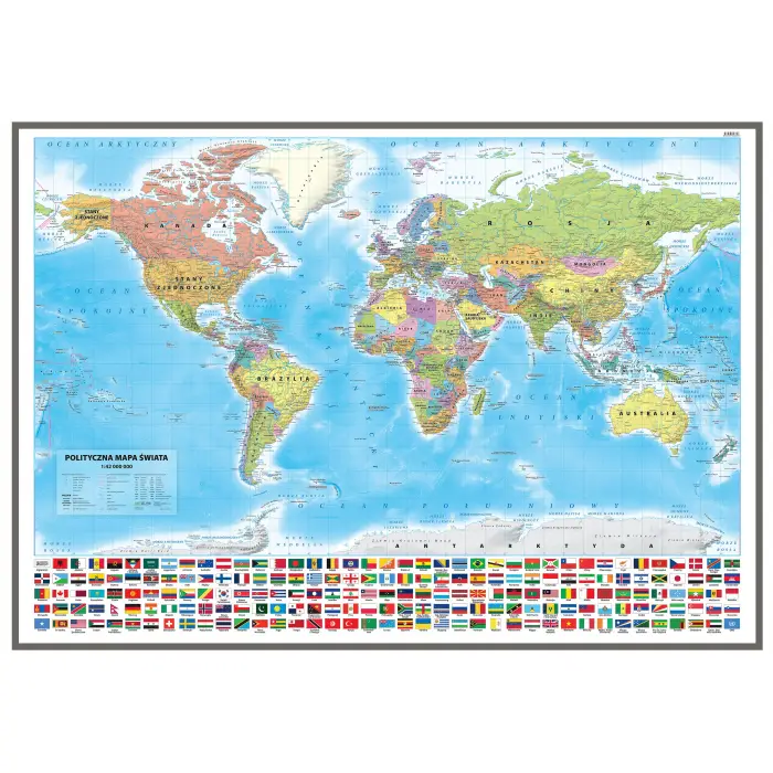 Świat polityczny, mapa ścienna 1:42 000 000, ArtGlob