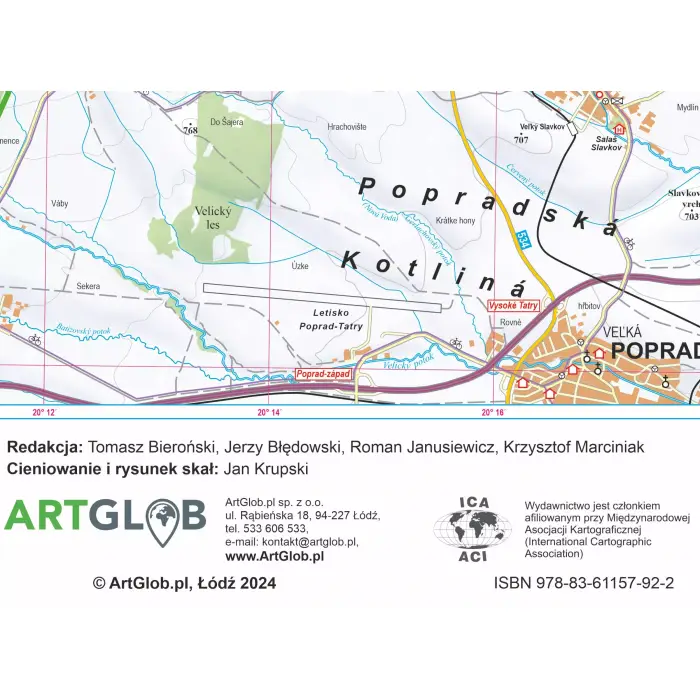 Tatry polskie i słowackie turystyczna mapa ścienna, 1:35 000, ArtGlob