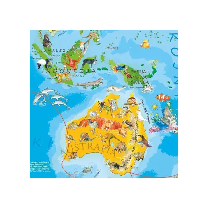Zwierzęta Świata Młodego Odkrywcy mapa ścienna dla dzieci - tapeta
