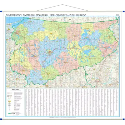 Województwo warmińsko-mazurskie - mapa ścienna, 1:200 000, ArtGlob