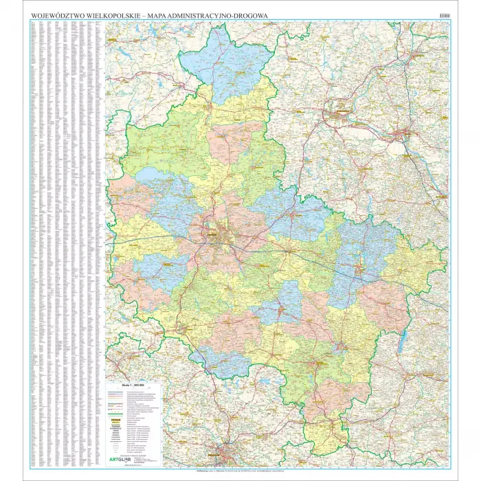 Województwo wielkopolskie - mapa ścienna, 1:200 000, ArtGlob