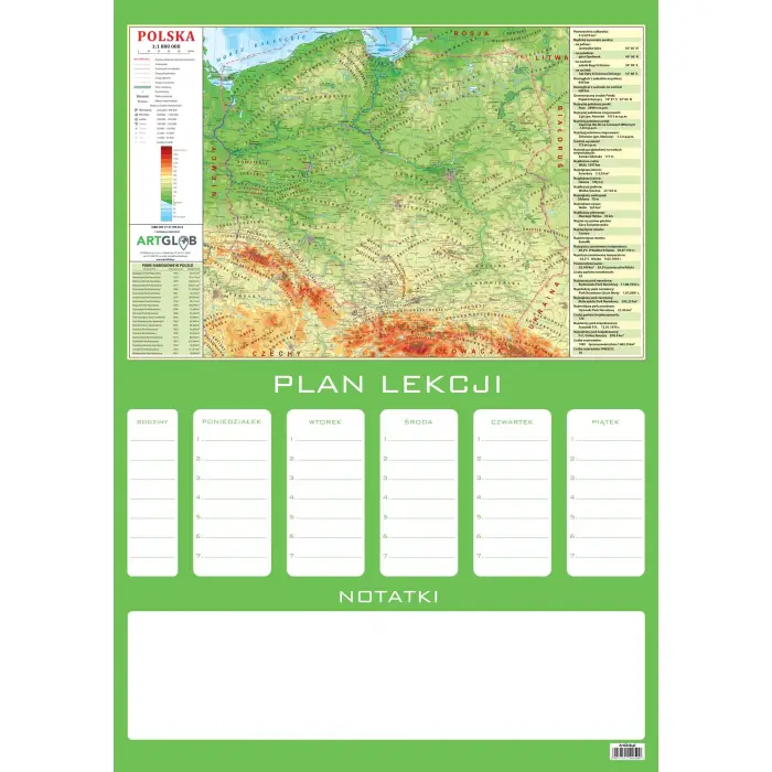 Plan lekcji - mapa fizyczna Polski